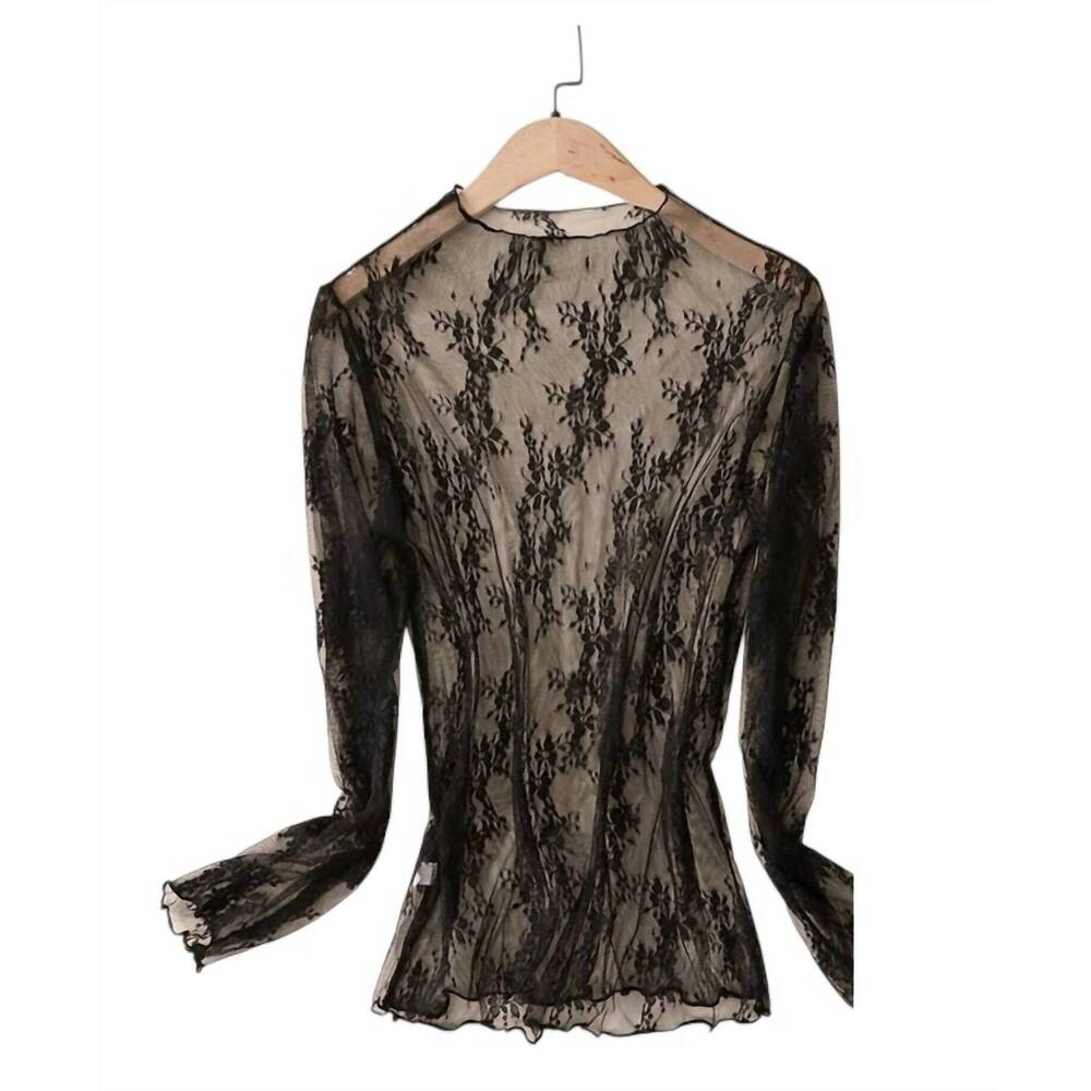 NEW ACCITY women's sexy mesh blouse in black